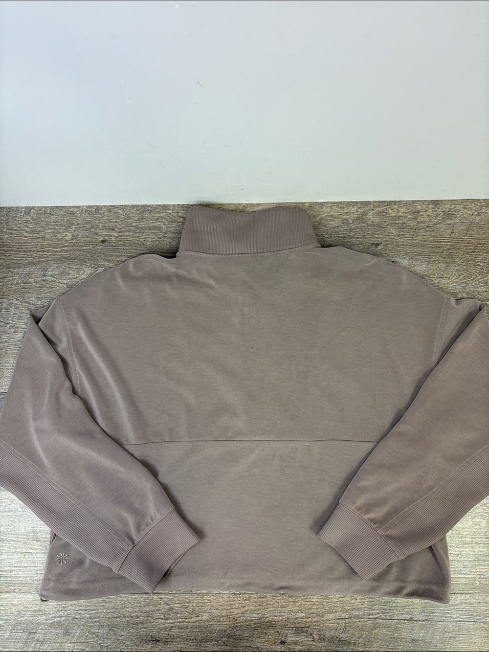 Athleta Seasoft Rib Quarter-Zip Popover Pullover Taupe Brown Size XL - Picture 3 of 10